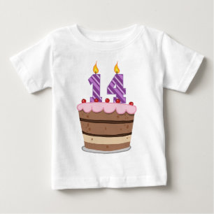 Camiseta Para Bebê Idade 14 no bolo de aniversário