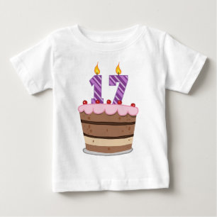 Camiseta Para Bebê Idade 17 no bolo de aniversário