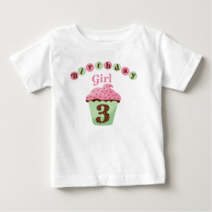 Camiseta Para Bebê Idade 3 da menina do aniversário