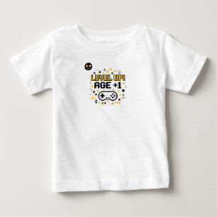 Camiseta Para Bebê Idade de Subir de Nível +1 Piada de aniversário