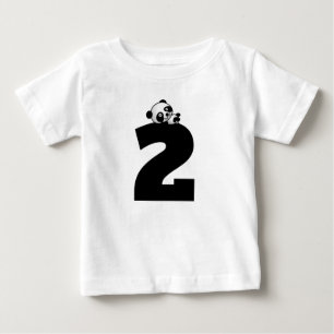 Camiseta Para Bebê Idade dois t-shirt do urso de panda do segundo