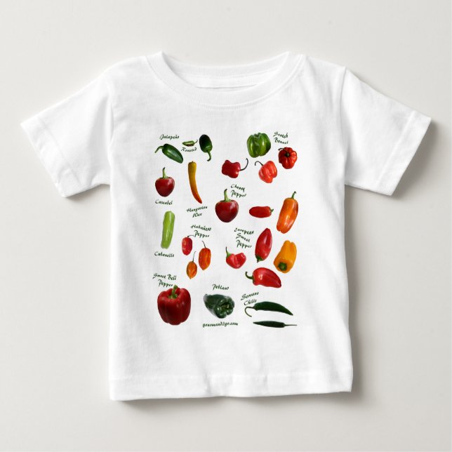 Camiseta Para Bebê Identificação da pimenta de pimentão (Frente)