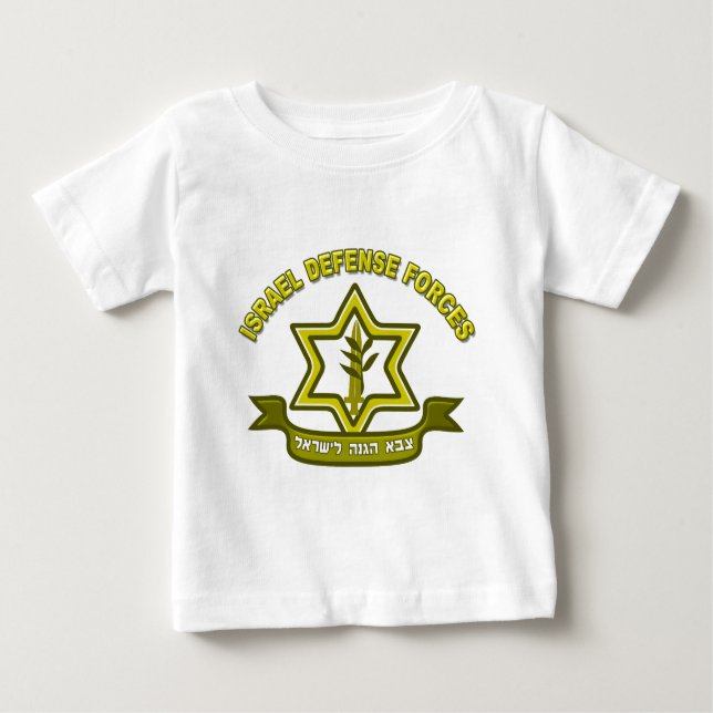 Camiseta Para Bebê IDF - Insígnias das forças de defesa de Israel (Frente)