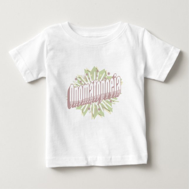 Camiseta Para Bebê Idioma Inglês da Explosão de Onomatopoeia (Frente)