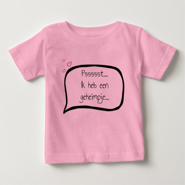 Camiseta Para Bebê Ik heb een geheimpje Zus customizable date (Frente)