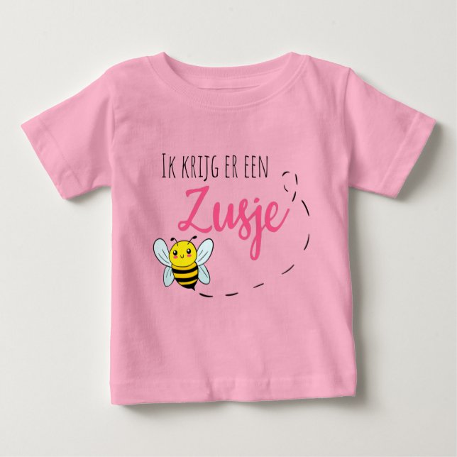 Camiseta Para Bebê Ik krijg er een zusje bij (Frente)
