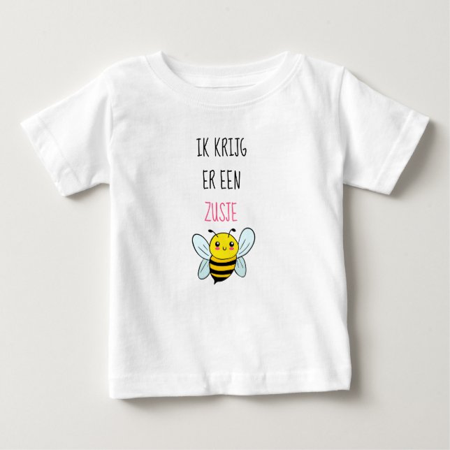 Camiseta Para Bebê Ik krijg er een zusje bij (Frente)