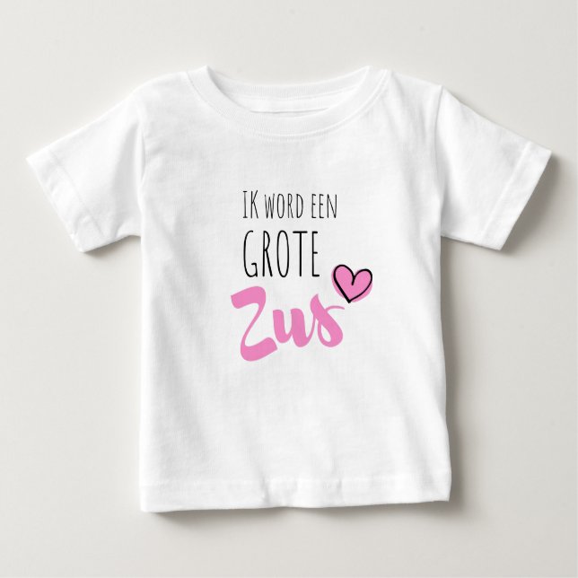 Camiseta Para Bebê Ik word een grote zus (Frente)
