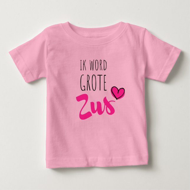 Camiseta Para Bebê Ik word grote zus (Frente)