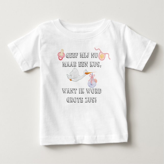 Camiseta Para Bebê Ik word grote zus (Frente)