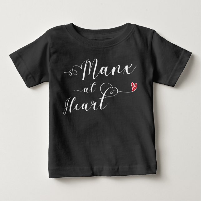 Camiseta Para Bebê Ilha de Man Manx no Coração (Frente)