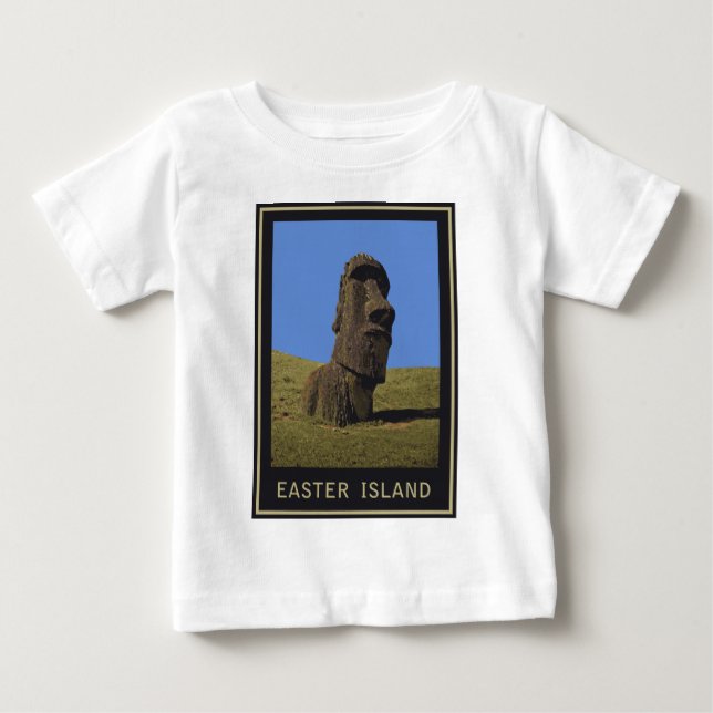 Camiseta Para Bebê Ilha de Páscoa Moai (Frente)