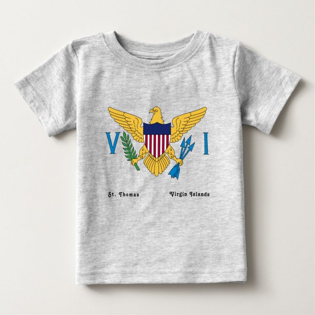 Camiseta Para Bebê Ilhas Virgens dos EUA - Personalizar Cinzas (Frente)