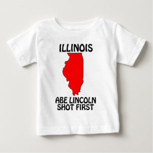 Camiseta Para Bebê Illinois - Abe Lincoln Atirou Primeiro