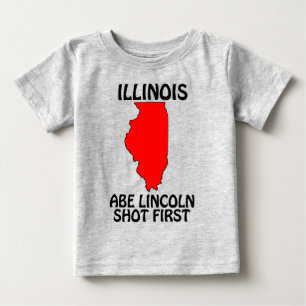 Camiseta Para Bebê Illinois - Abe Lincoln Atirou Primeiro