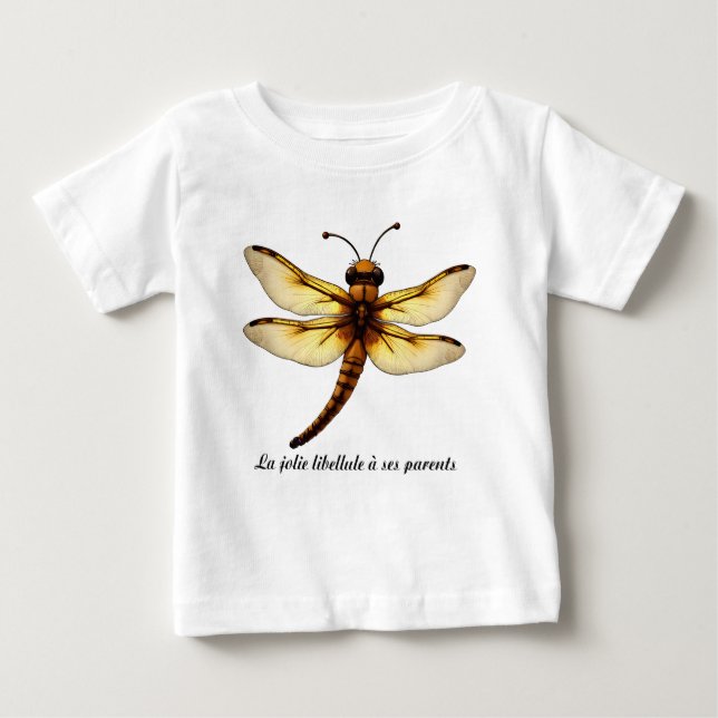 Camiseta Para Bebê Illustration avec une libellule cartoon (Frente)