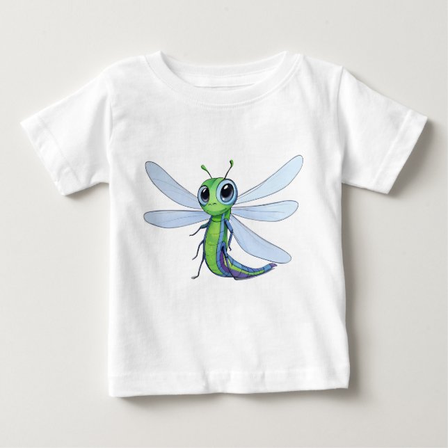 Camiseta Para Bebê Illustration avec une libellule cartoon (Frente)