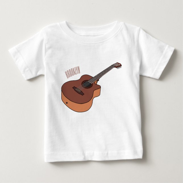 Camiseta Para Bebê Ilustração acústica de desenho animado (Frente)
