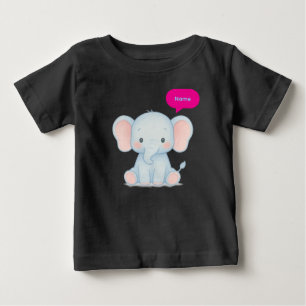 Camiseta Para Bebê Ilustração Adorável de Elefante para Bebê Pastel