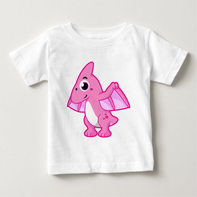 Camiseta Para Bebê Ilustração Bela De Um Pterodactilo. (Frente)