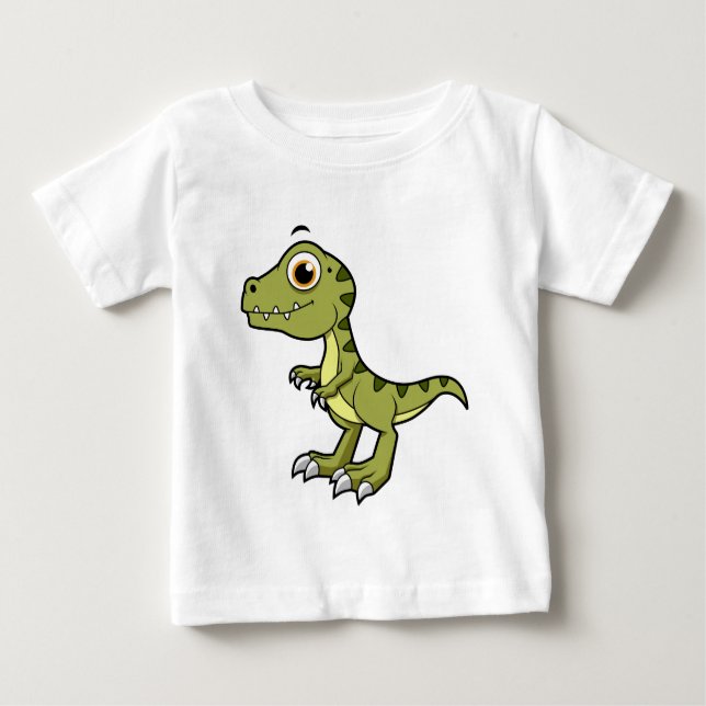 Camiseta Para Bebê Ilustração Bela De Um Tiranossauro Rex. (Frente)