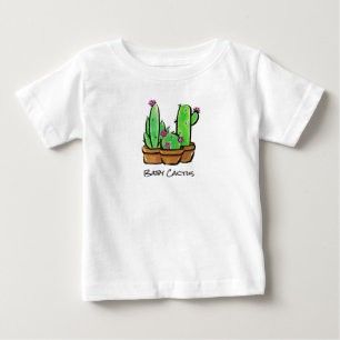 Camiseta Para Bebê Ilustração Cactus Trio
