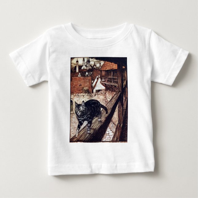 Camiseta Para Bebê Ilustração Castle Cat Rackham (Frente)