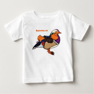 Camiseta Para Bebê Ilustração colorida do pato de mandarina
