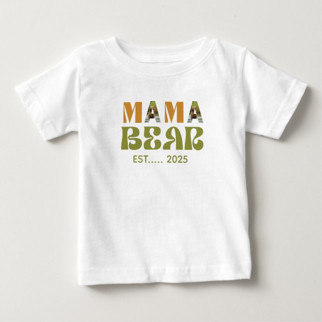 Camiseta Para Bebê Ilustração Comovente de Mamãe Urso (Frente)