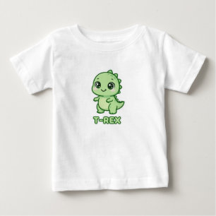 Camiseta Para Bebê Ilustração Cute Baby T-Rex Dinosaur Chibi