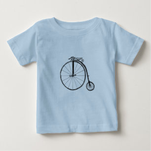 Camiseta Para Bebê Ilustração da Bicicleta Penny Farthing