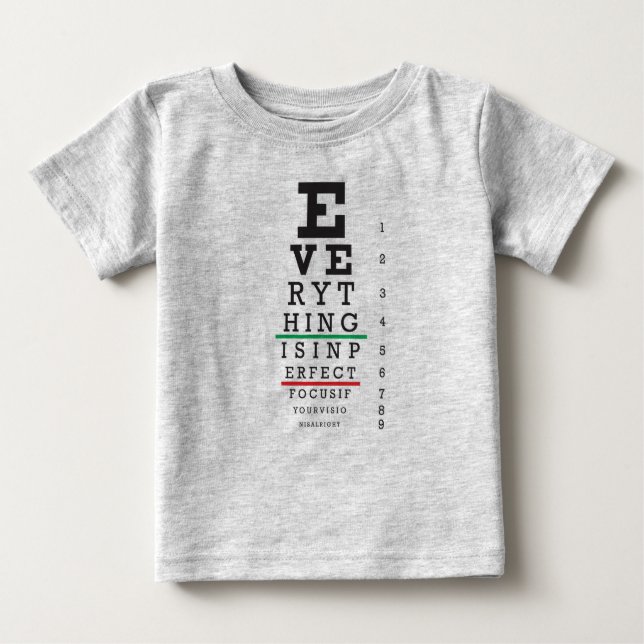 Camiseta Para Bebê Ilustração da carta de olho da optometria (Frente)