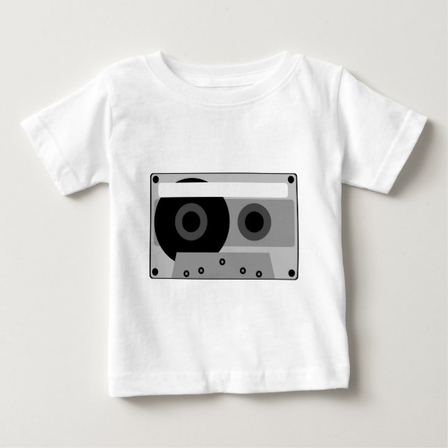 Camiseta Para Bebê ilustração da cassete áudio (Frente)