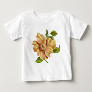 Camiseta Para Bebê Ilustração da Flor Amarela