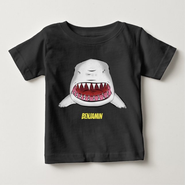 Camiseta Para Bebê ilustração da média dos desenhos animados de tubar (Frente)