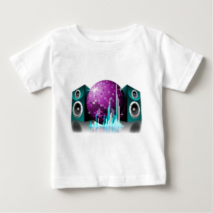 Camiseta Para Bebê ilustração da música com auto-falante e bola do