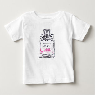 Camiseta Para Bebê Ilustração de aquarela de moda de garrafa de perfu