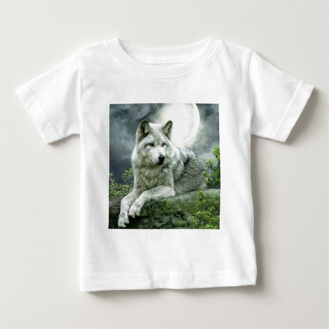 Camiseta Para Bebê Ilustração de Arte Imaginativa do Lobo Mais Vendid (Frente)