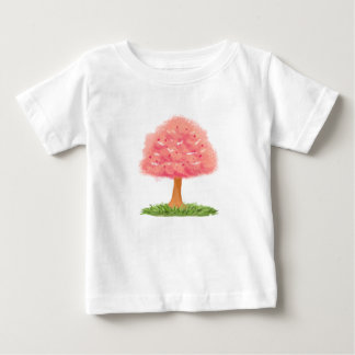 Camiseta Para Bebê Ilustração de Árvore Rosa-Cor-de-Corte - Natureza 