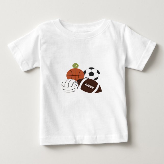Camiseta Para Bebê ilustração de bola esportiva (Frente)