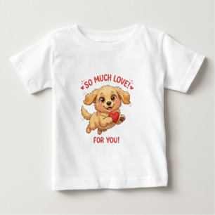 Camiseta Para Bebê Ilustração de Cachorrinho Fofo com Coração