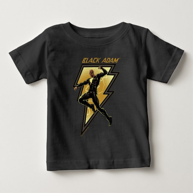 Camiseta Para Bebê Ilustração de Caractere de Raio de Adão Negro (Frente)
