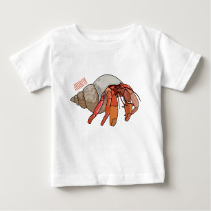 Camiseta Para Bebê Ilustração de cartoon de caranguejo eremita