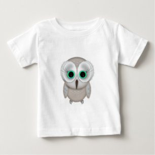 Camiseta Para Bebê Ilustração de Coruja com Olhos Verdes Fofa