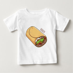 Camiseta Para Bebê Ilustração de desenho animado burrito