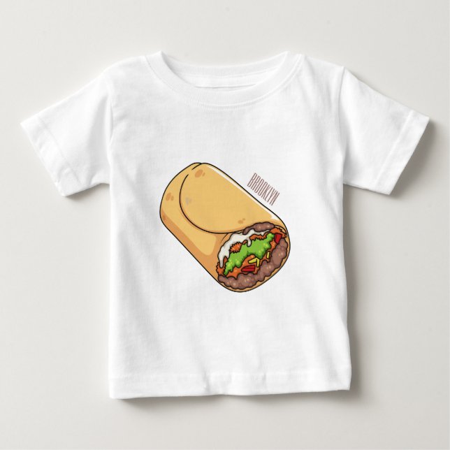 Camiseta Para Bebê Ilustração de desenho animado burrito (Frente)