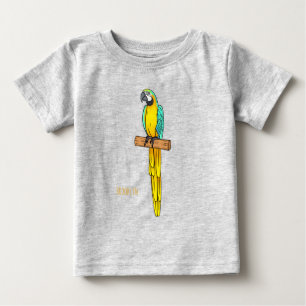 Camiseta Para Bebê Ilustração de desenho animado com arara-arara-azul