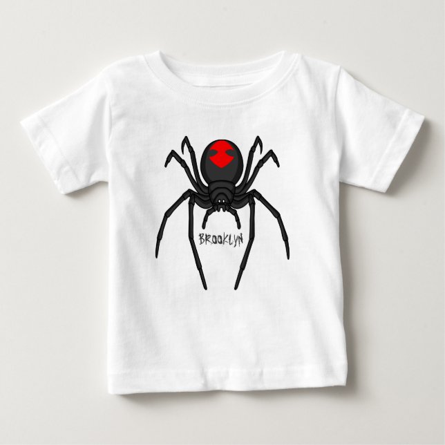 Camiseta Para Bebê Ilustração de desenho animado da viúva negra assus (Frente)