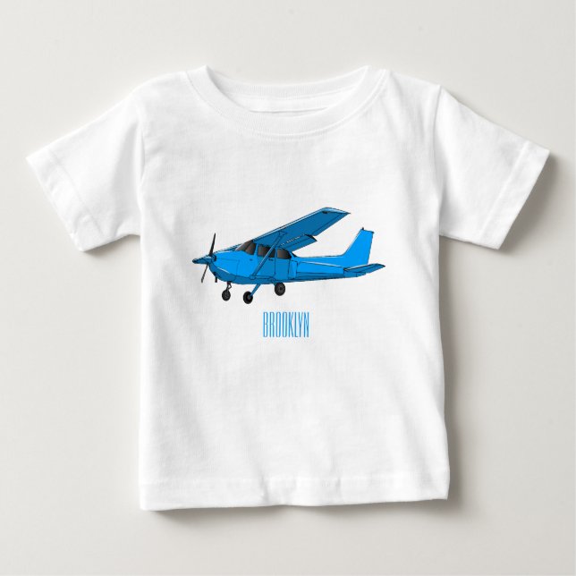 Camiseta Para Bebê Ilustração de desenho animado de aeronaves de asa  (Frente)