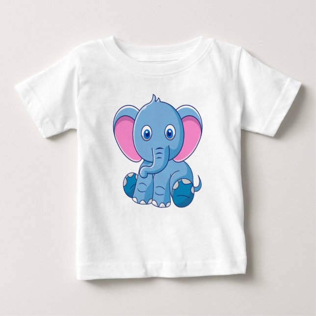 Camiseta Para Bebê Ilustração de desenho animado de animal (Frente)